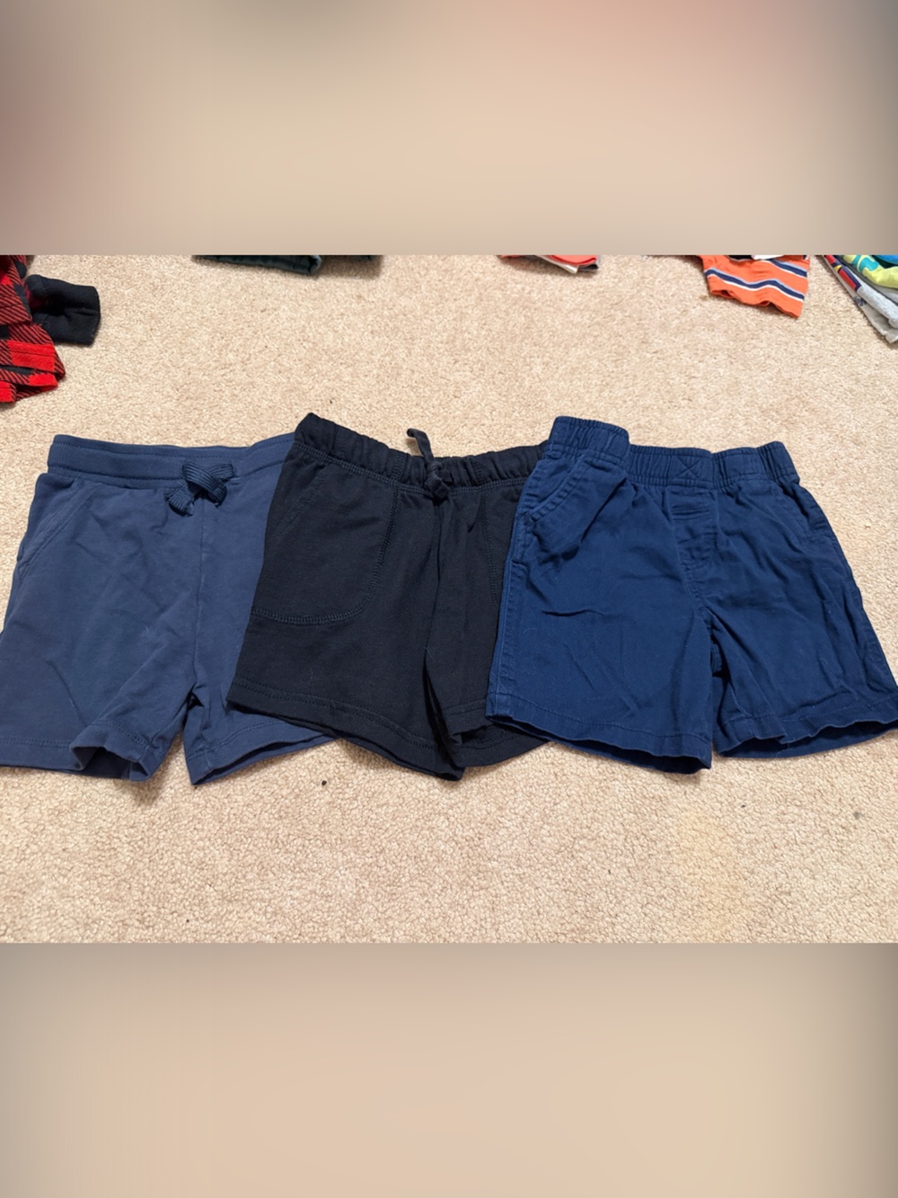 3-Pack Kids Cotton Pull-On Shorts - Navy & Black